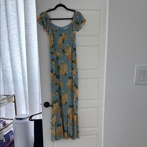 Reformation Blue and Yellow Floral Maxi Dress